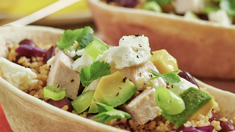 Chicken and Veggie Grain Bowl Boats
