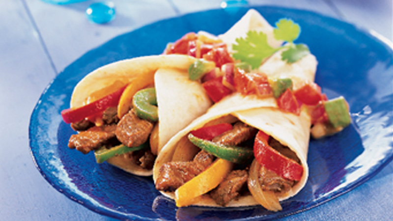 Beef Fajitas with Guacamole Salsa 