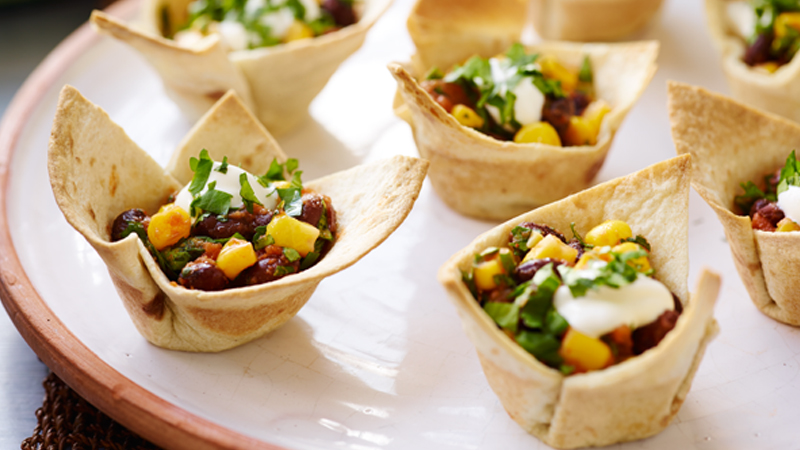 Black Bean and Corn Tortilla Cups Black Bean and Corn Tortilla Cups